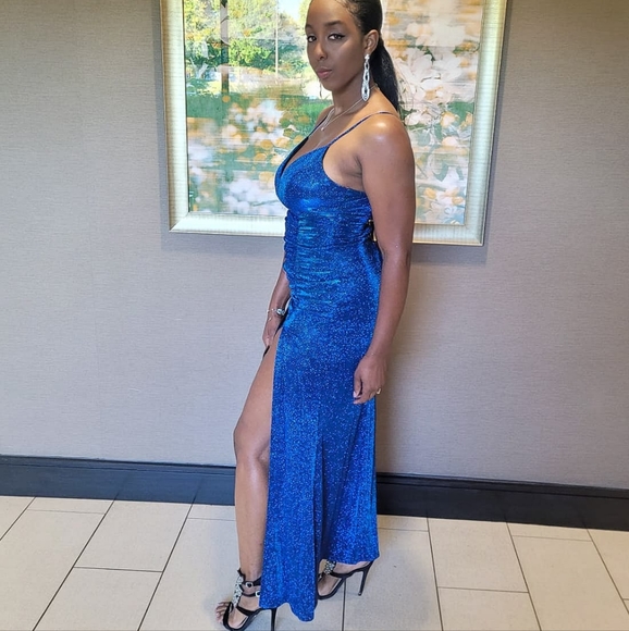 Dillards Dresses Dillards Blue Glitter Dress Poshmark